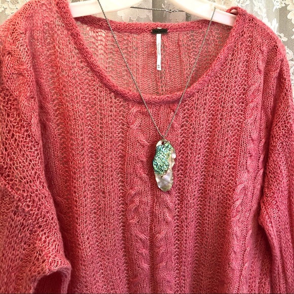 FREE PEOPLE * NWOT Pink Slouchy Bubble Sweater - Picture 5 of 10